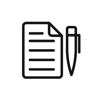 Pictograma de una hoja de papel y un bolígrafo Bic con un contenido contundente y apto para SEO.