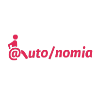 logotipo autonomia auto/nomia alt en forma de signo ège rodante con una barra que separa las dos palabras