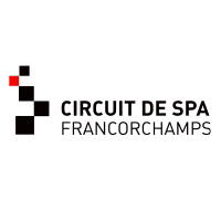circuit de spa francorchamps black and red logo with squares, one red and the rest black, and black title