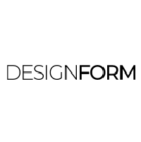 designform logotipo gráfico negro con varios detalles sobre el nombre de la empresa